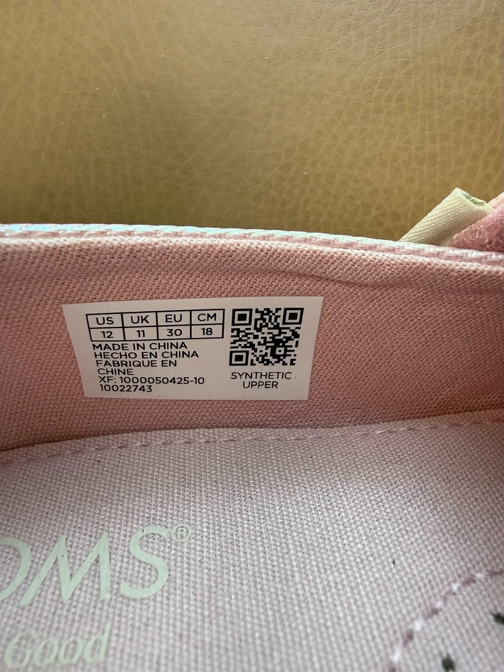 TOMS Kids Light Pink Canvas Slip-On Sneakers